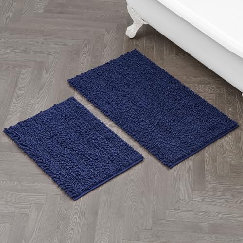 Tapis de bain indigo Laura Ashley Astor en polyester chenille