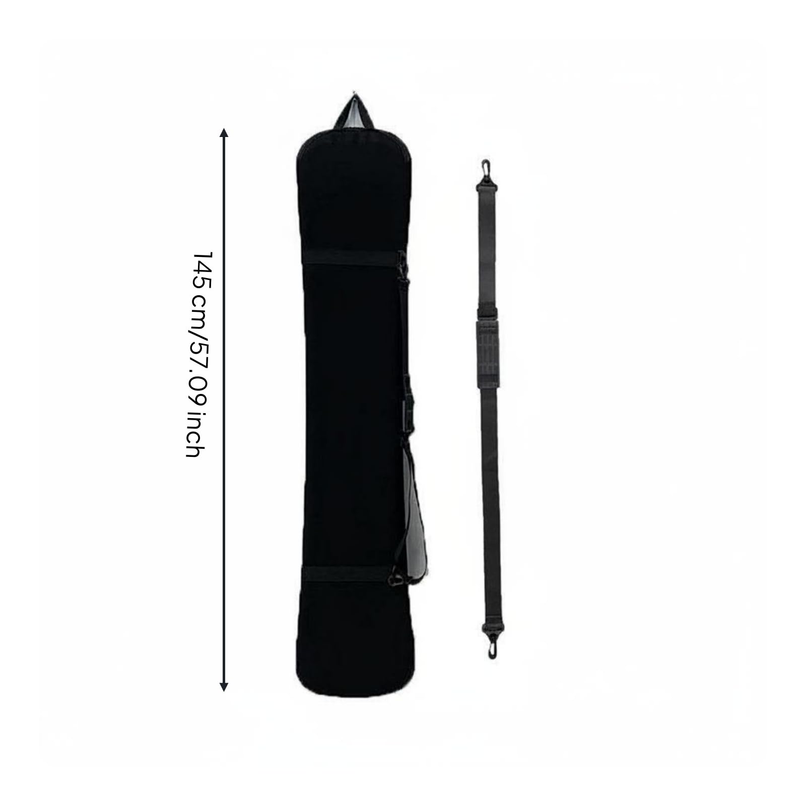 Housse de Snowboard Bandoulières Doubles Sac de Snowboard Rembourré Fermeture Éclair sur toute la Longueur Sac Ski Rembourré pour Déplacement , Noir , 145 Cm