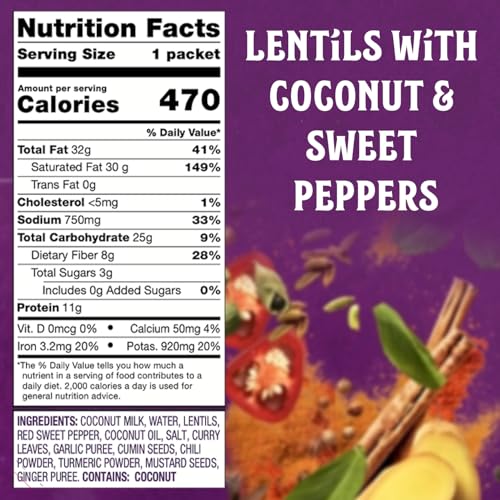 Image of Patak's Madras Yellow Dal - Savory Yellow Lentils in Creamy Coconut Milk w /Sweet Peppers & Spices - Vegan Microwaveable Meal for Quick Lunches or Dinners - Serve w /Rice or Naan - 10.05oz (Pack of 6)
