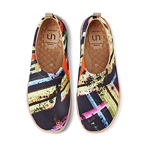 UIN Men's Lightweight Slip Ons Loafers Walking Sneakers Casual Comfort Art Painted Travel Shoes Stripe Affair
