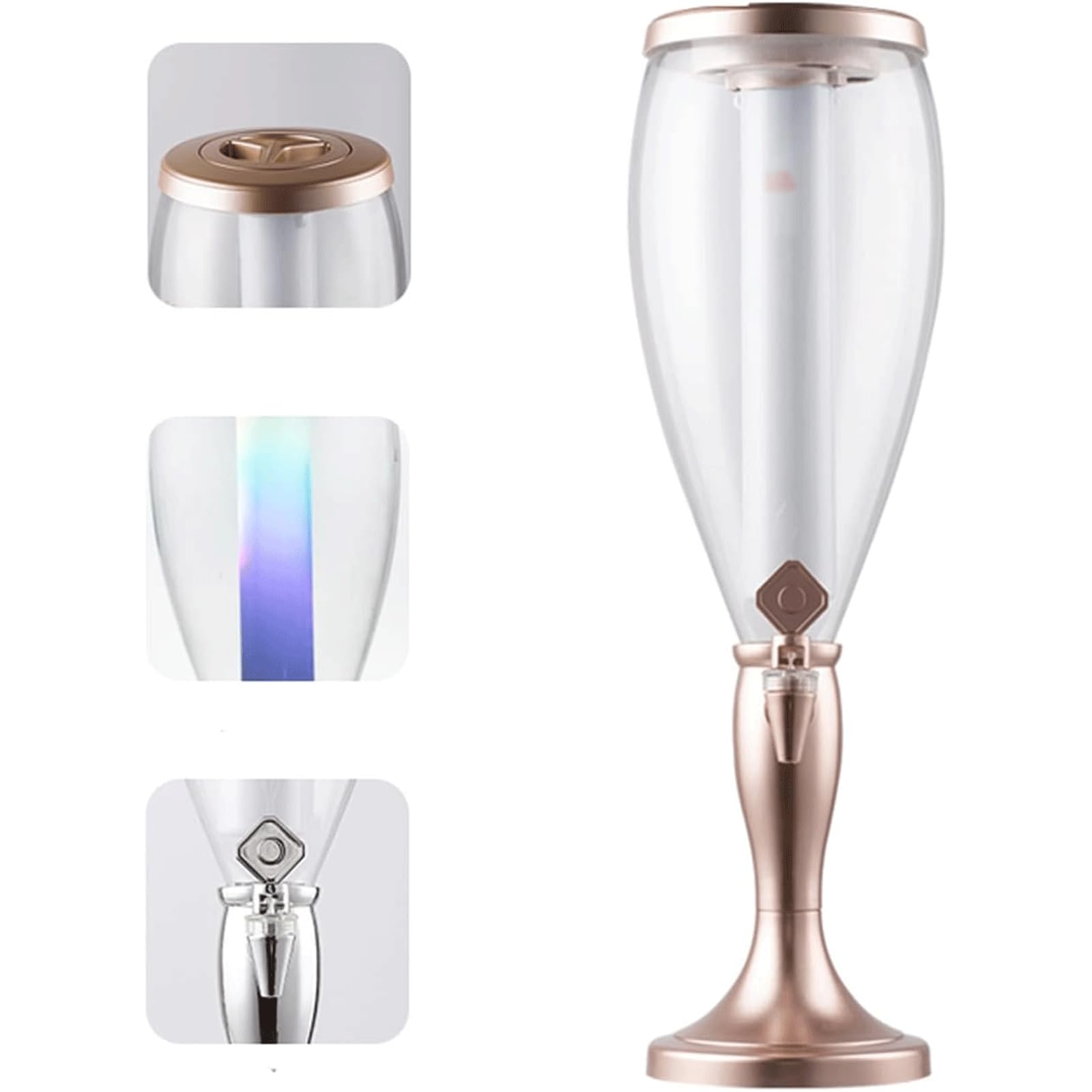 Dispensador Dispensador de torre de cerveza de gran capacidad de 5L/169OZ, torre de bebidas con carámbano luminoso extraíble y lavable, contenedor de cerveza comercial Cerveza