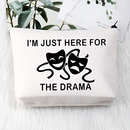 PLITI Theatre Makeup Bag Theatre Lover Gifts Drama Gifts I'm Just Here for The Drama Comedy Tragedy Masks Travel Pouch(Here for Drama BU) - Image 3
