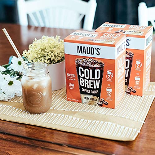 Maud's Cold Brew Coffee Filter Bags 4 Pack - Solar Energy Produced 100% Arabica Low Acid Coffee Cold Brew Packs, 16 Filters Makes 8 Pitchers Or 48 Single Serve Cups, No Cold Brew Coffee Maker Required #TOP3