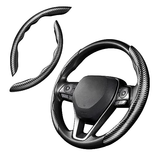 Cartist Carbon Fiber Steering Wheel Cover - Anti-Slip, Steering Wheel Cover for Men/Women - Durable, Universal Car Accessory (Black) - Thumbnail 7