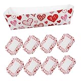 BIUDECO 40 Piezas Bandejas de Papel con Corazón para Snacks Capacidad Grande Resistente para Hot Dogs y Fiestas de San Valentín Cumpleaños y Bodas