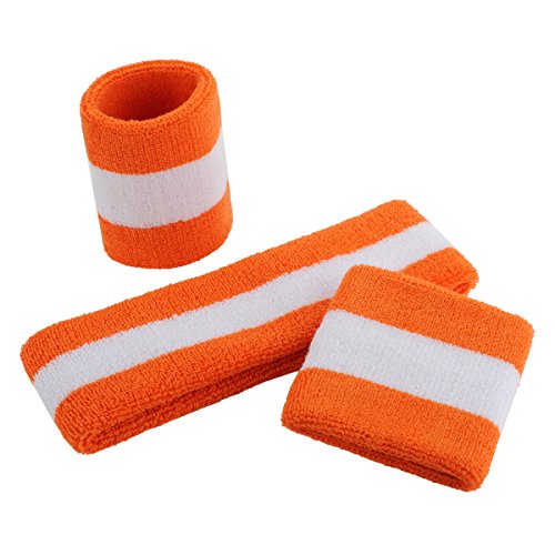 Image of ONUPGO Sweatband Set Sports Headband Wristband Set Sweatbands Terry Cloth Wristband Wrist Sweatband Headbands Moisture Wicking Sweat Absorbing Head Band