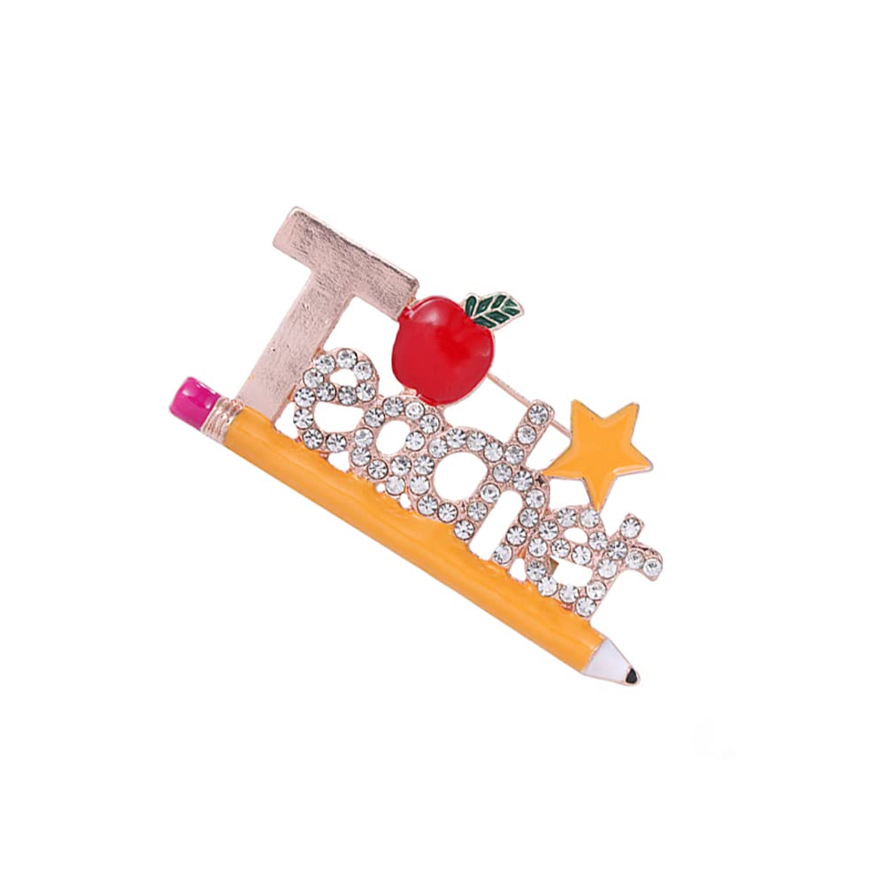 Christmas Red Apple And Teacher Brooch Pins For Xmas Day's Gifts