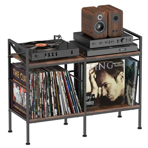 Vinyl Record Storage,Record Player Cabinet,Record Player Stand with Vinyl Storage,Up to 200 Albums,Stereo Cabinet for Living Room,Bedroom,Brown