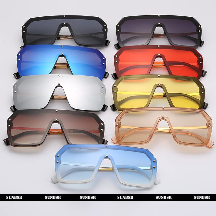 SUNBSR Fashion Oversized Sunglasses for Women Men Trendy Square Siamese One Piece Sun Glasses4