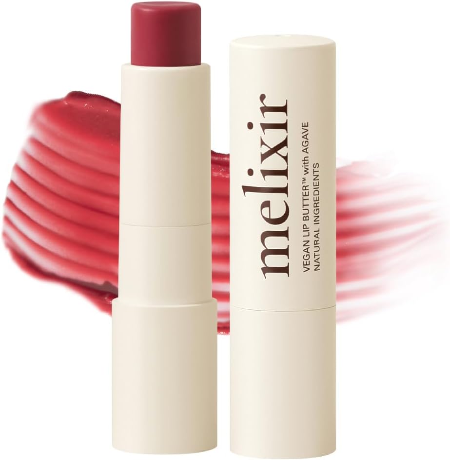 Vegan Lip Butter (12 Colors), Hydrating Tinted Lip Balm Stick, Bee-Free, Petrolatum-Free, Plant-Based, Moisturizes Dry & Chapped Lips With Shea Butter, Sheer, Natural Finish - #05 Dewy Rose