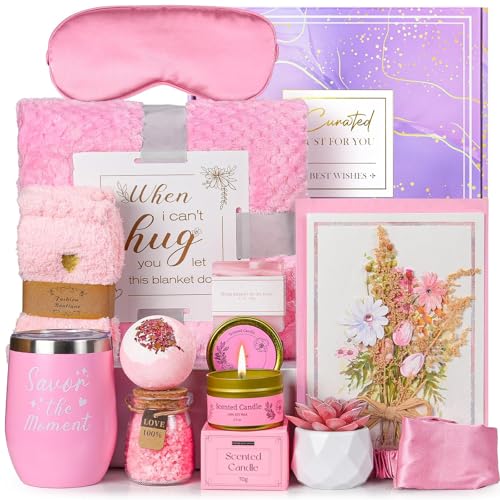 Birthday Gifts for Women: 11pcs Get Well Soon Gifts Basket, Rose Relaxing Care Package After Surgery, Luxury Cancer Care Set,Unique Self Care Gift Box for Mom Her Friend Sister Wife Grandma Girlfriend
