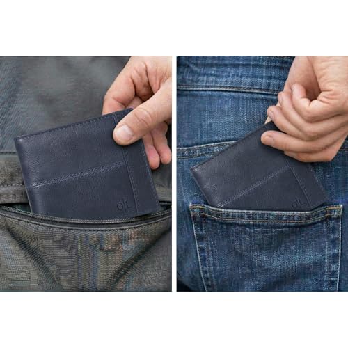 Image of Oak Leathers Leather Wallet for Men - RFID Bifold Wallets with 9 Credit Cards 1 ID Window Slim Minimalist Front Pocket Gift For Men