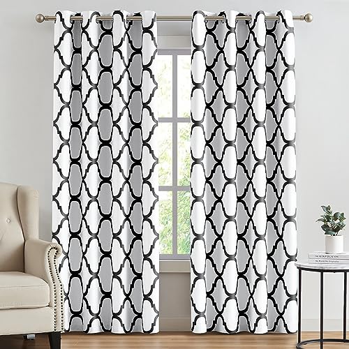 Melodieux Moroccan Printed Room Darkening Blackout Grommet Curtains for Living