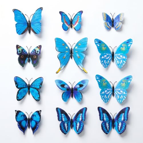 12 stickers decorativos de mariposas 3D miniatura 2