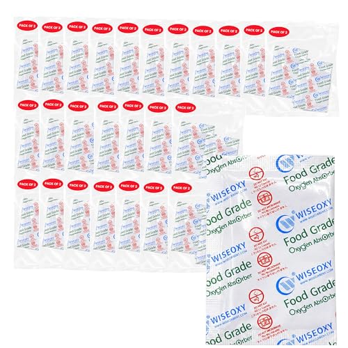 Wisesorb 500CC Oxygen Absorbers for Food Storage, 50 Packs (2 Per Vacuum Bag), Large Size Long Lasting O2 Absorbers for Mylar Bags, Mason Jars, Freeze Dryer & Long Term Food Preservation