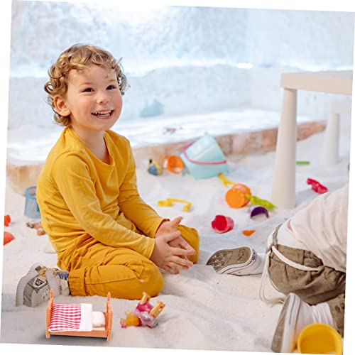 Toyvian 1 Conjunto Modelo De Cama Mobília De Quarto Cama De Solteiro Cama De Boneca De Madeira Móvei