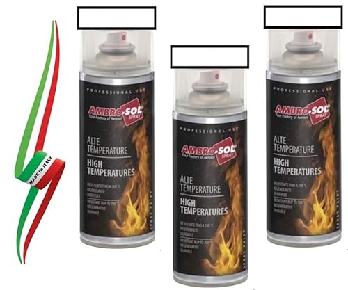 Generico SET 3 PEZZI BOMBOLETTA VERNICE SPRAY ALTA TEMPERATURA TRASPARENTE 400ml MADE IN ITALY