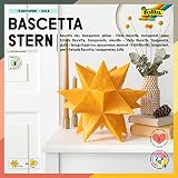 folia 814/2020 - Bastelset Bascetta Stern, Transparent gelb, 20 x 20 cm, 32 Blatt, fertige Größe des Papiersterns ca. 30 cm, mit ausführlicher Anleitung - ideal zur zeitlosen Dekoration