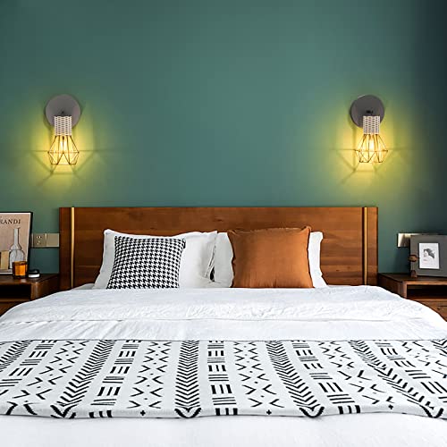 Farmhouse Wall Light Fixtures, Industrial Wall Sconces Of Set Two, Adjustable Rattan Wall Sconce Lighting, Black Metal Cage Wall Light For For Hallway, Bedroom, Living Room, Ceiling, Bathroom #TOP6