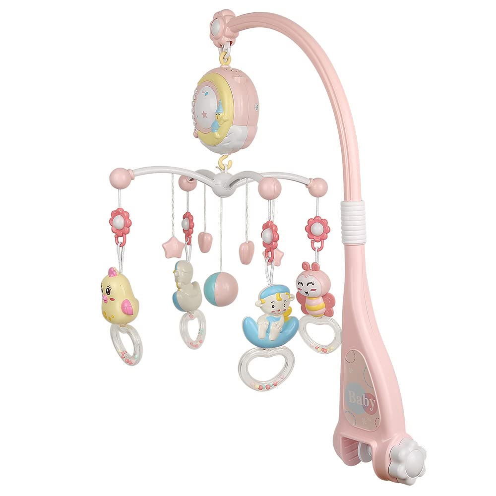 Móvil de Cuna Musical Para Bebé, Sonajero de Campana de la Cama de Proyección de Música Para Bebé, Cuna Desmontable con Música y Luces, Función de Temporizador