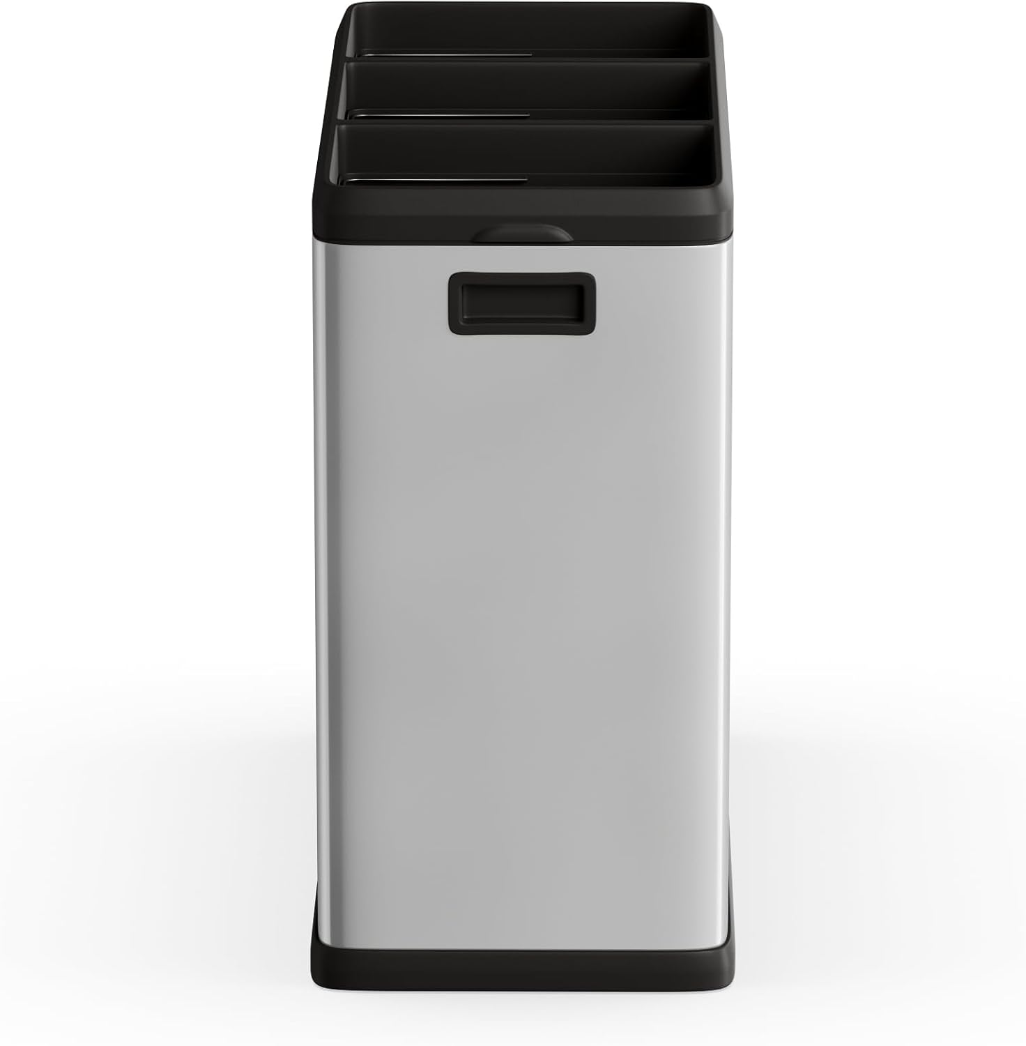 Step N' Sort 16 Gal, 3 Compartment Open Top Trash and Recycling Bin, Silver (OPN603)