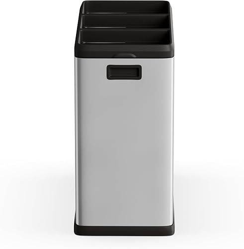 Miniatura 2 de Step N' Sort OPN603 - Cubo de basura y reciclaje de 16 galones, 3 compartimentos, color plateado