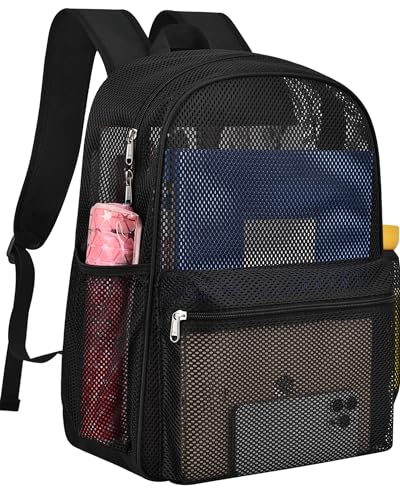 Paxiland Mesh Backpack Lightweight See Through College Student Backpack for Commuting Swimming...