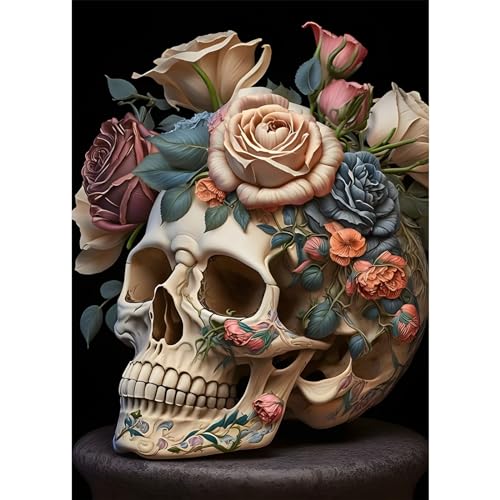 EOBROMD Skull Diamond Painting, 5D Diamond Painting Kits for Adults Full Round Drill Diamond Art Kits