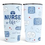SANDJEST Nurses Tumbler 20oz, Stainless Steel Travel Cup with Lid, Nurse Life Insulated Coffee Mug, Gifts for Women Girls Friends Sisters on Birthday Christmas Nurse Week