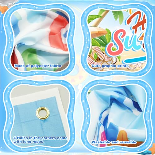 Image of Hello Summer Decor Banner, Easy To Install Summer Party Decorations Summer Fun Party Banners, Suitable for Summer Pool Parties Summer Bulletin Board Decorations Summer Birthday Party Decorations