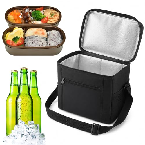 Kühltasche 10L Kühltasche Faltbar Faltbar Isoliertasche Picknicktasche Tragbar Lunchtasche Wasserdichtes Oxford-Gewebe Thermotasche für Picknic Outdoor Reisen Camping(Schwarz)