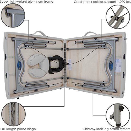 Image of EarthLite Portable Massage Table Luna - 30 inch Wide, CFC Free Professional Foam, Weighs Only 29lbs, Patented, Strong Aluminum Reiki Frame (Working Weight 750lbs), Sterling