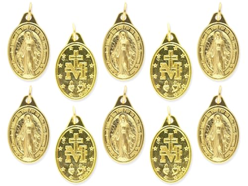Médaille miraculeuse plaqué or Caritas et Fides fabriquée en Italie pour collier de baptême