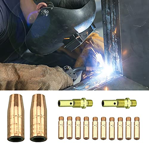 Qican Kit de acessórios para máquina de solda MIG 14Pcs 0,035'' Pontas de contato Gases Bicos Difu