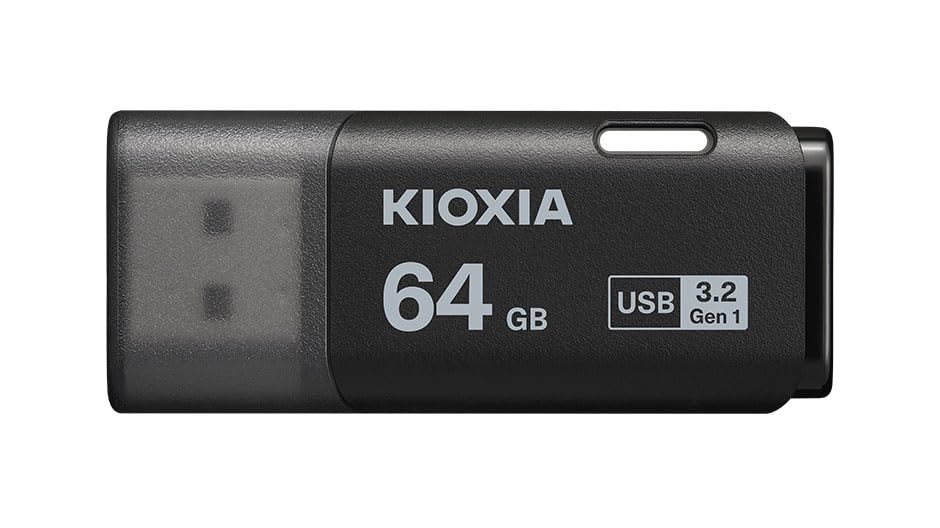 Image of KIOXIA TransMemory U301 64GB USB 3.2 Gen 1 Flash Drive - High-Speed, Compact, Portable Storage Solution with 5-Year Warranty (Black)