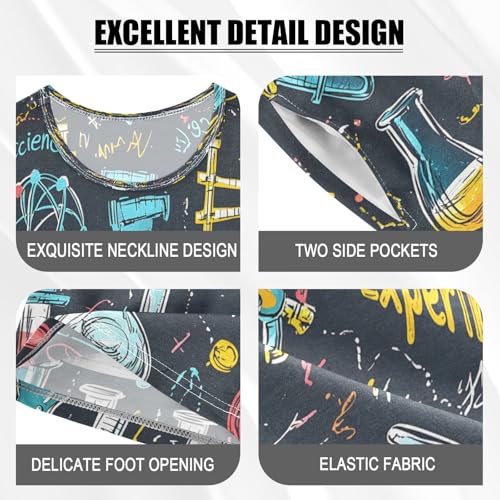 ALAZA Science Physics Blue Pajamas Set Short Sleeve Cotton Sleepwear Summer Pjs 2 Piece 5-14Y4