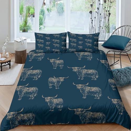 Microfibre bétail des Highlands parure de couette avec éclair caché 200x200 - 4