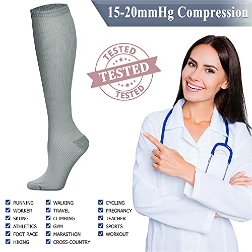 Image of QUXIANG Copper Compression Socks for Women & Men Circulation (8 Pairs) - Best for Running Athletic Cycling - 15-20 mmHg