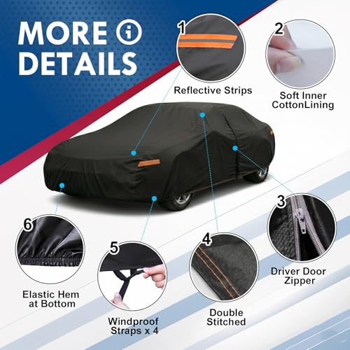 Image of 6 Layer Coupe Car Cover Universal Fit for Ford Mustang, Chevy Camaro, Infiniti g35 g37 Coupe, Audi A5 /S5 /RS5, Lexus LC RC, etc. Fits Coupe /Cabrio up to 189 Inch