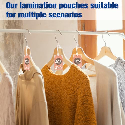 Image of 100 Pack 5 Mil Laminating Pouch with Clear Loop 2 1 /2 inch x 4 1 /4 inch Luggage Tag Laminating Pouches with Slot Hole Thermal Laminate Pouch Tags Kit Resealable for Work Permits Pass Cards Student ID Cards