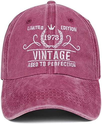 50th Birthday Gifts for Women Men Vintage 1973 Baseball Cap Ideas Gift Party Hats Parents Turning 50 Th (Vintage 1973-Pink 2)
