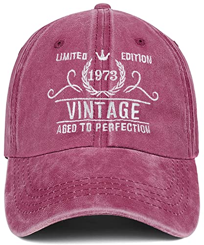50Th Birthday Gifts For Women Men Vintage 1973 Baseball Cap Ideas Gift Party Hats Parents Turning 50 Th (Vintage 1973-Pink 2) #TOP3