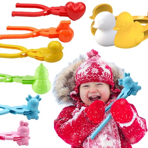 Clip de Bola de Nieve, CIYIN 6 Piezas Fabricante de Bolas de Nieve de Plástico, Molde para Bolas de Nieve, Pinza para Herramientas Bolas Arena, Juguetes para Hacer Bolas de Nieve para Niños