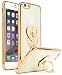Bastex Ultra Thin Clear TPU Bumper Case with Attachable Heart Diamond Ring Holder for Apple iPhone 6/6s - Gold