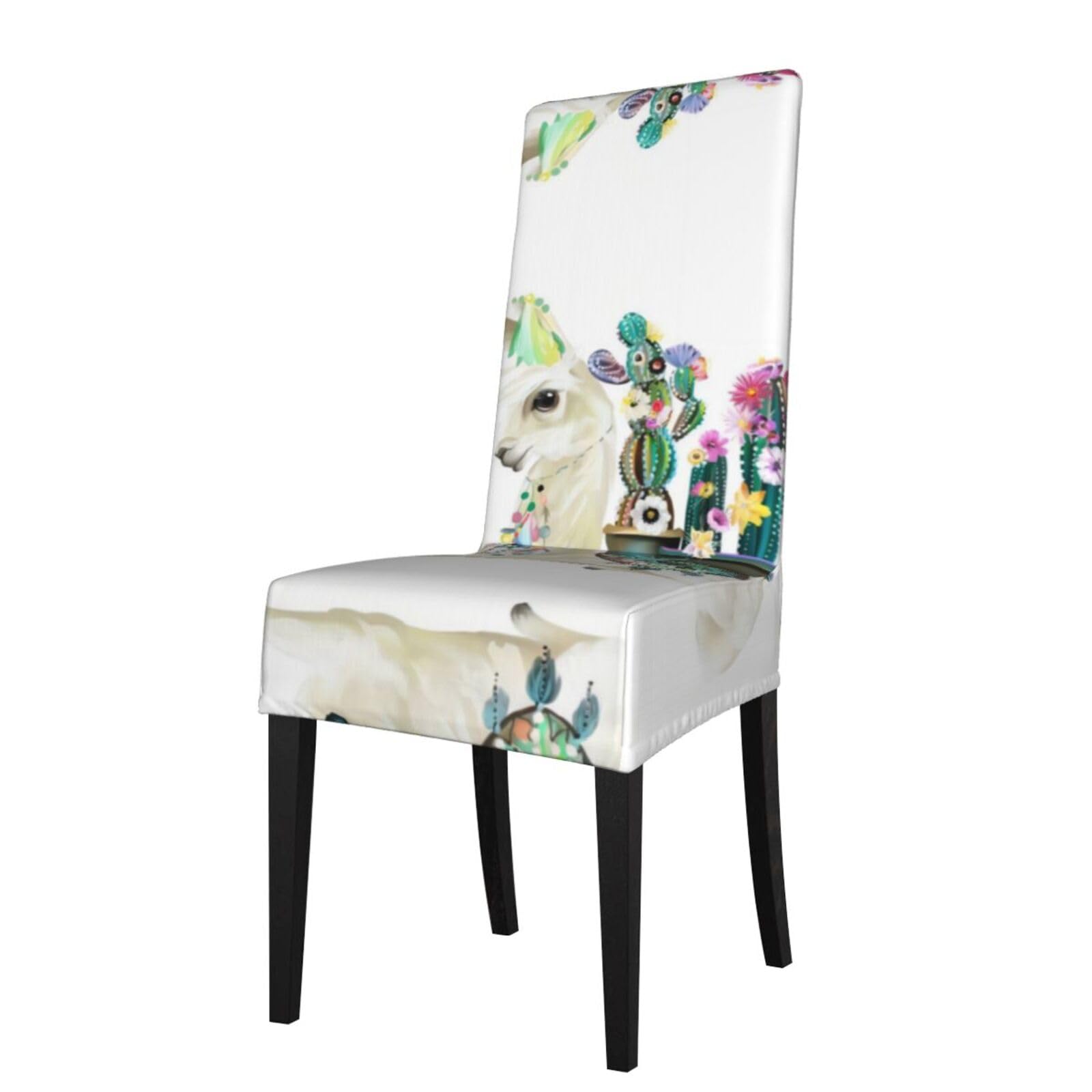 Hlsbssl Black Mexican Llama Cactus Printed Dining Chair Covers, Fully Enclosed, Removable And Washable, Suitable For Family Banquets And Celebrations