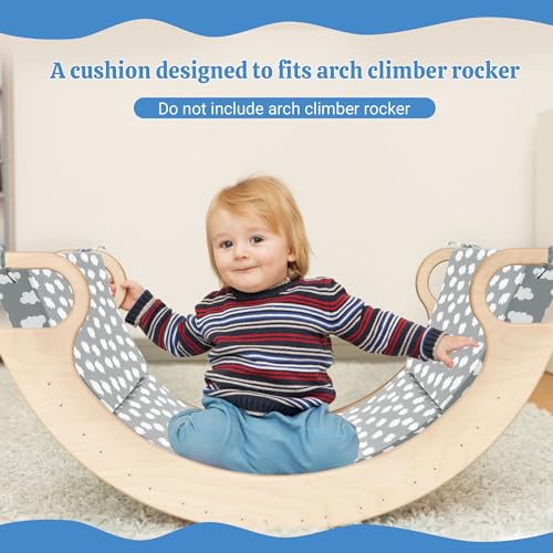 Image of HOMBYS Foam Cushion for Climbing Arch, Thick & Fluffy Rocker Pillow for Toddlers, Arch Climbing Lounger Seat, Nap Mat, Bed Floor Pillow for Kids, Gray