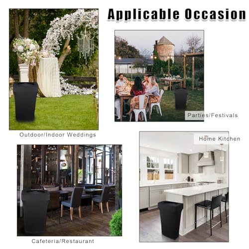 Image of BSTKEY 23 Gallon Stretch Spandex Trash Can Cover, 4 Pack Outdoor Fitted Waste Container Cover Rectangular Garbage Can Covers for Wedding Party Commercial Fundraiser Decor, Without Trash Can (Black)