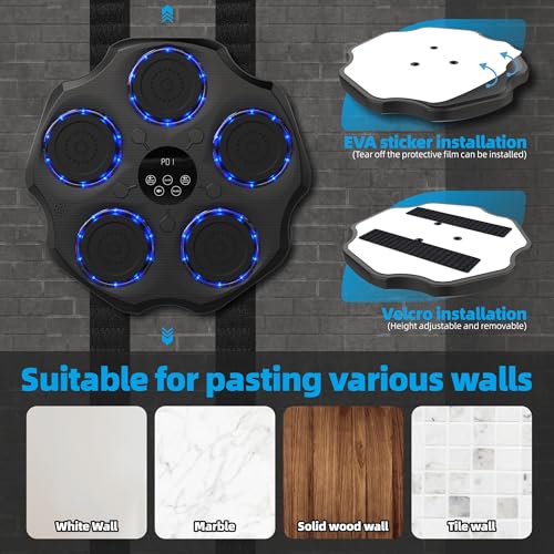 Music Boxing Machine, Family Fitness Training with Punch Sound & Beat Sync, Bluetooth Wall-Mounted Smart Beat Punch Musical Boxing, Stress Relief Home Gym Equipment for All Ages, 9 Modes & 9 Speeds by Oycevila - Image 6