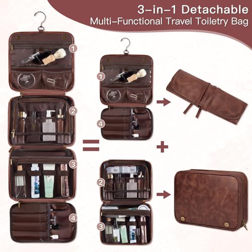 Personalized Initial 3-in-1 PU Leather Hanging Toiletry Bag for Men - Image 3