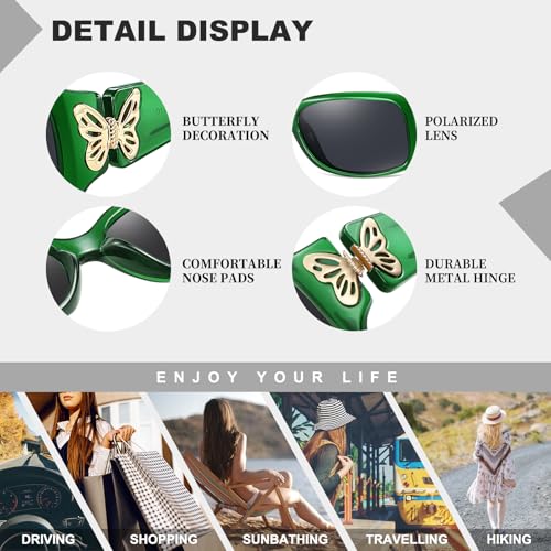 Image of HAOLOTA Women's Polarized Sunglasses - Fashionable Wraparound Butterfly Design with UV400 Protection